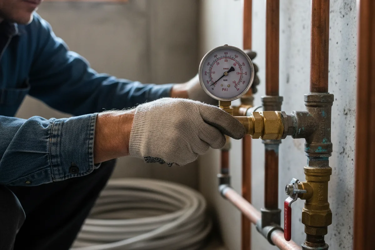 Pressure testing a repaired line during Water Line Repair in Conowingo